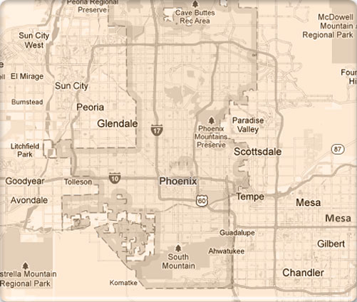 Map with Arizona Associated Surgeon Locations